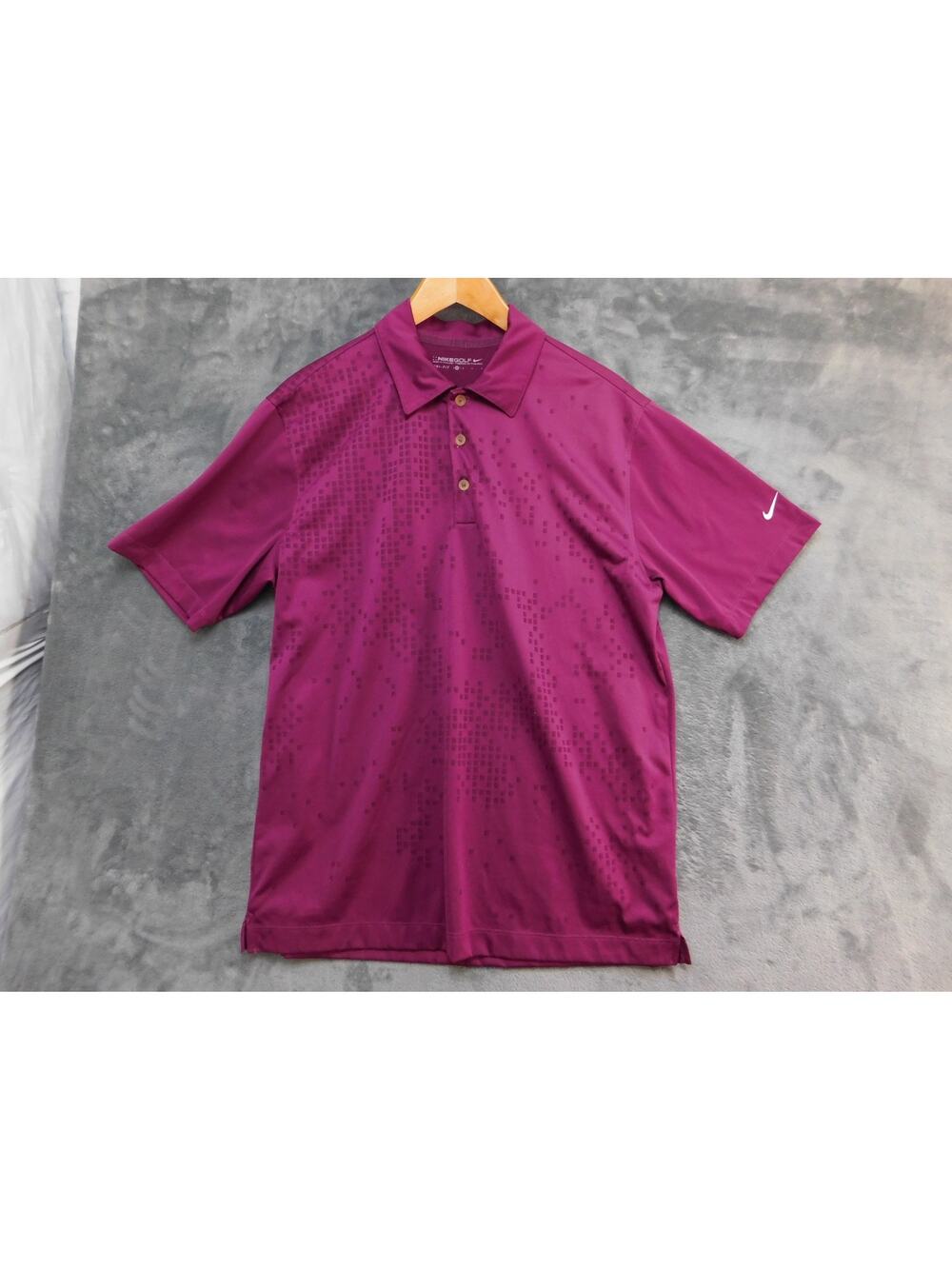 Nike Golf Polo Shirt Mens Medium Purple Dri-FIT Geometric Swoosh 381857-894